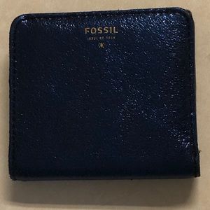 Fossil metallic blue wallet